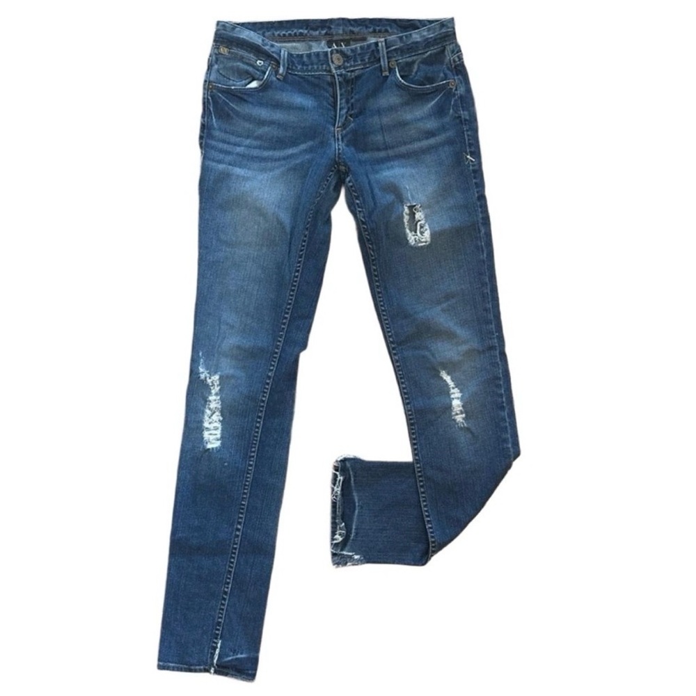 A/X ARMANI EXCHANGE Low Rise Skinny Jeans Distressed Dark Wash Size 4